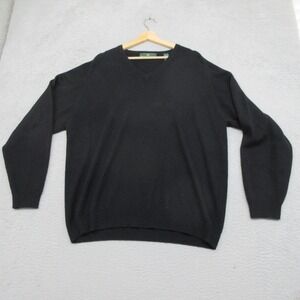 Vtg Embassy Row Cashmere Sweater MenXL Black Two Ply V Neck Quiet Luxury Classic